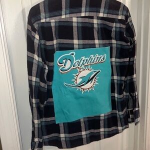 Upcycled Miami dolphins flannel shirt
